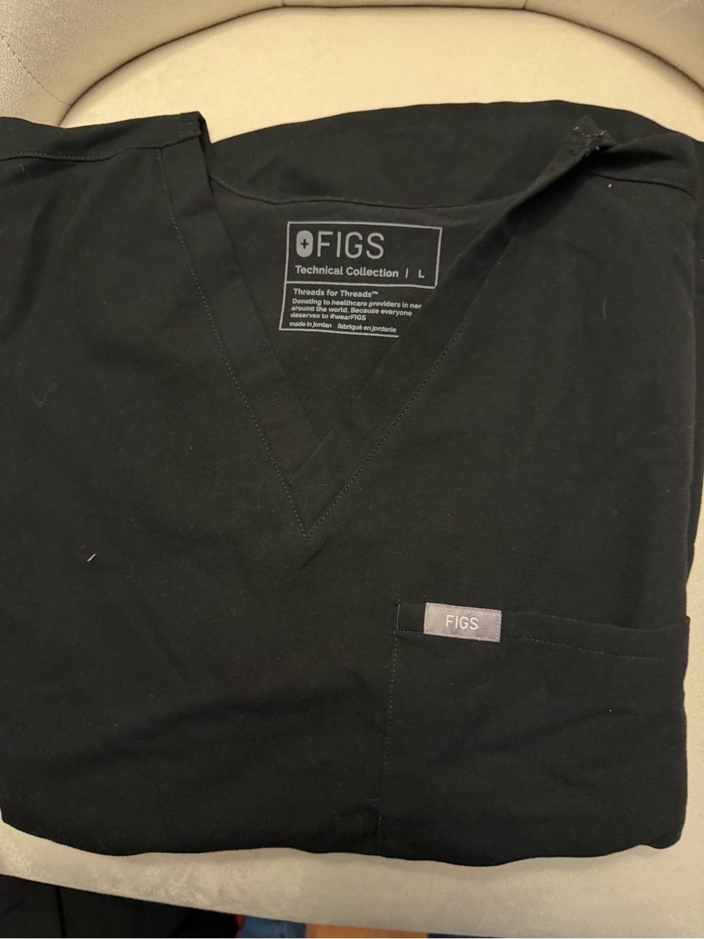 Figs Black Technical Collection Scrub Top - M